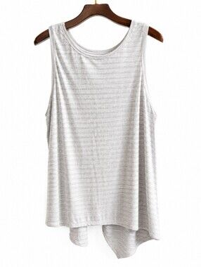 Lululemon Women's Striped Twist Back Sleeveless Tank Top White Gray Size 10